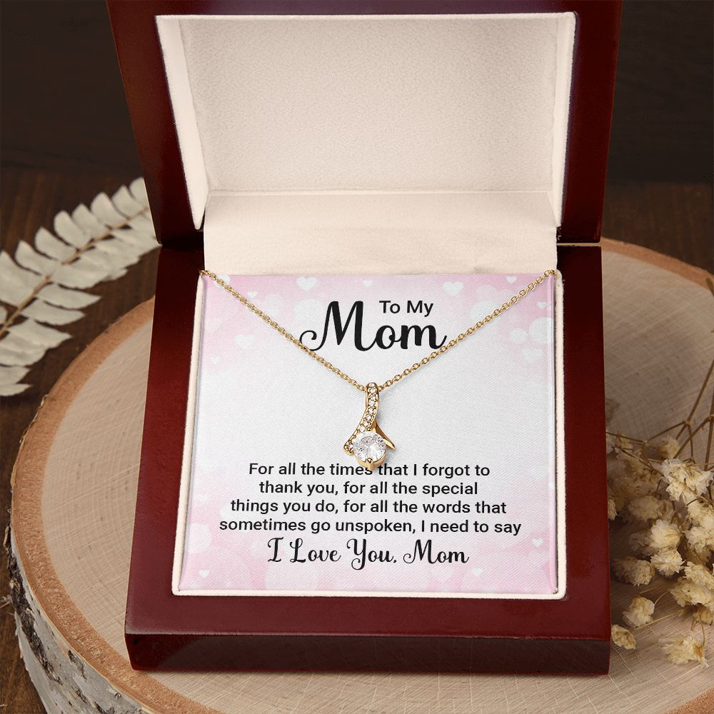 To My Mom For All The Times Alluring Ribbon Necklace Message Card-Express Your Love Gifts