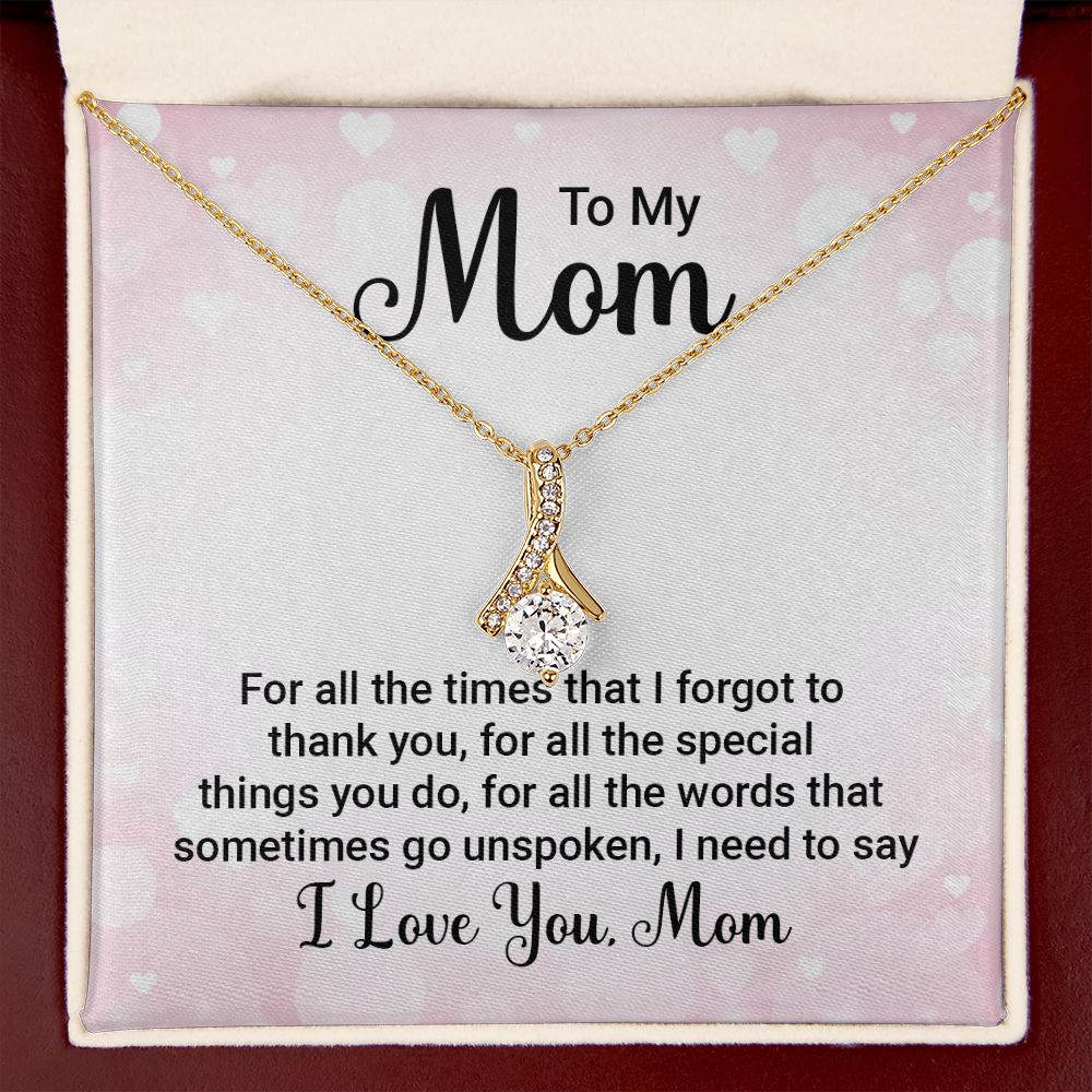 To My Mom For All The Times Alluring Ribbon Necklace Message Card-Express Your Love Gifts