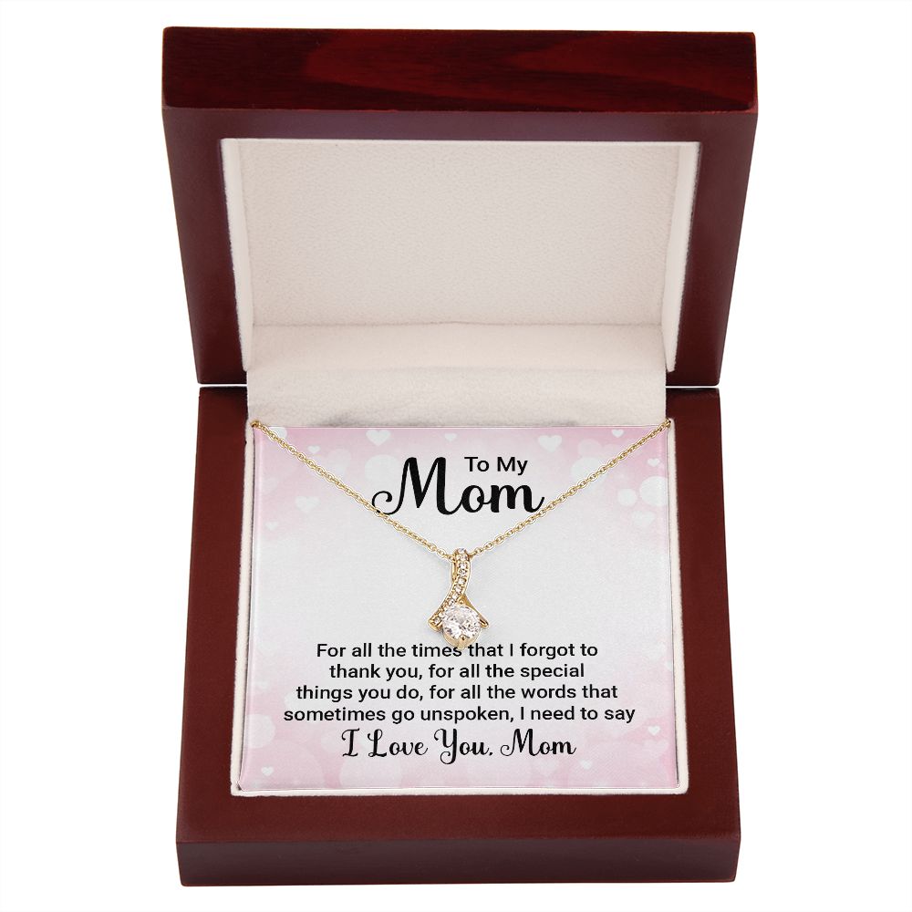 To My Mom For All The Times Alluring Ribbon Necklace Message Card-Express Your Love Gifts