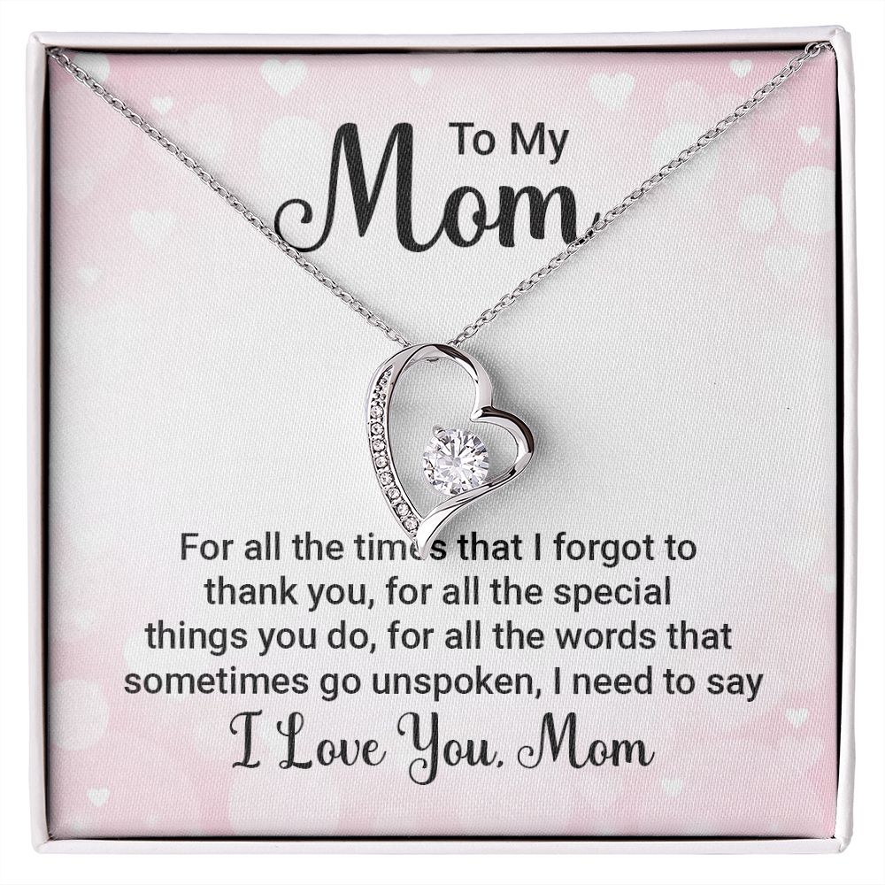 To My Mom For All The Times Forever Necklace w Message Card-Express Your Love Gifts