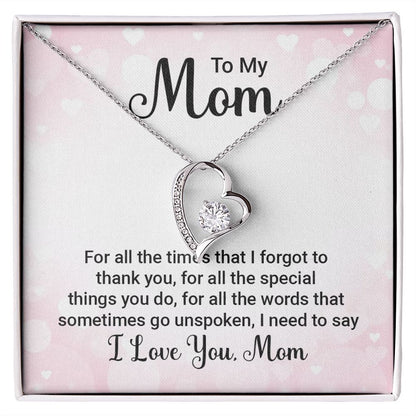 To My Mom For All The Times Forever Necklace w Message Card-Express Your Love Gifts