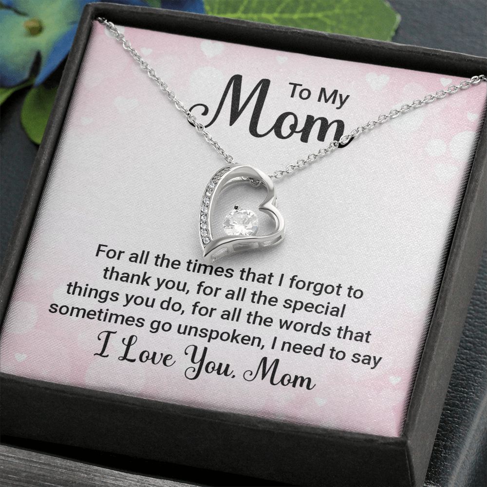 To My Mom For All The Times Forever Necklace w Message Card-Express Your Love Gifts