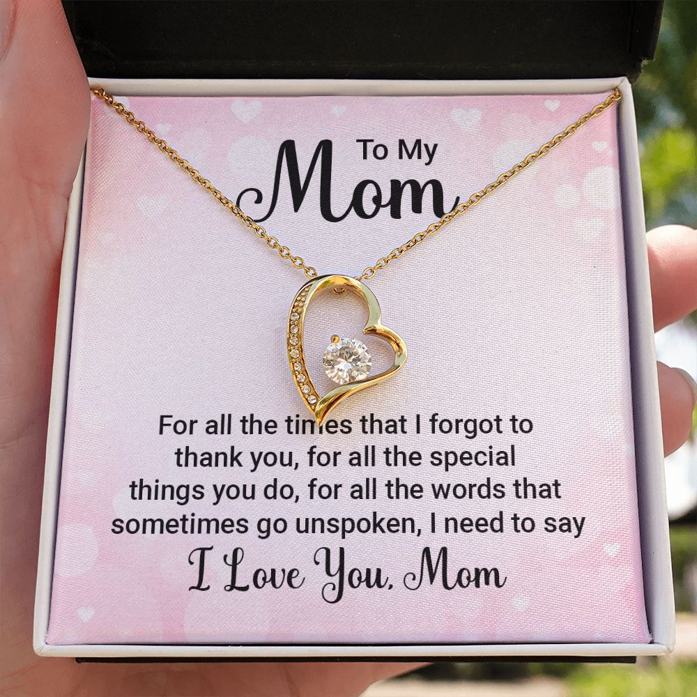 To My Mom For All The Times Forever Necklace w Message Card-Express Your Love Gifts