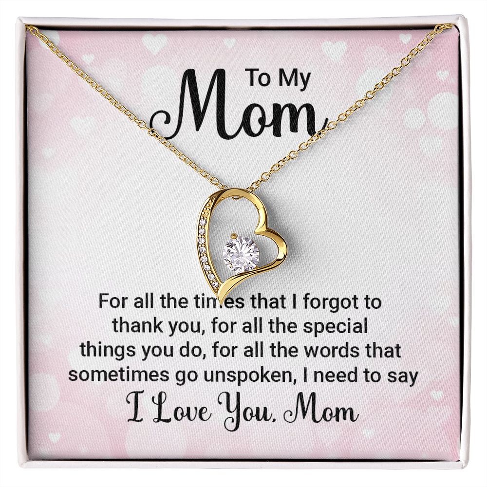 To My Mom For All The Times Forever Necklace w Message Card-Express Your Love Gifts