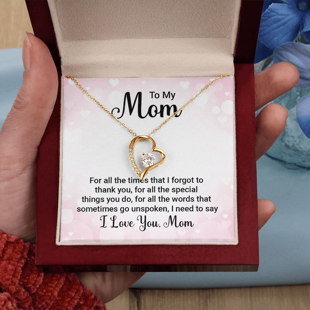 To My Mom For All The Times Forever Necklace w Message Card-Express Your Love Gifts