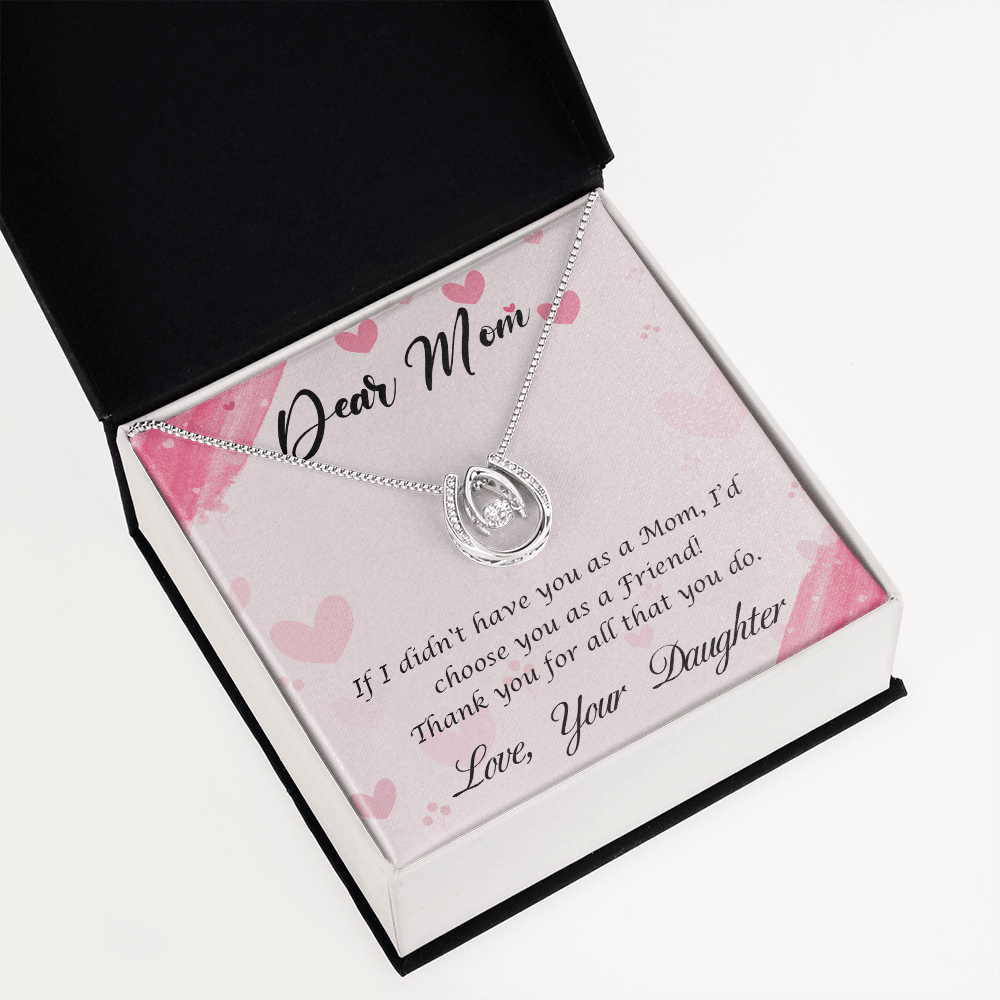 TO My Mom Happy Mother’s Day! Lucky Horseshoe Necklace Message Card 14k w CZ Crystals-Express Your Love Gifts