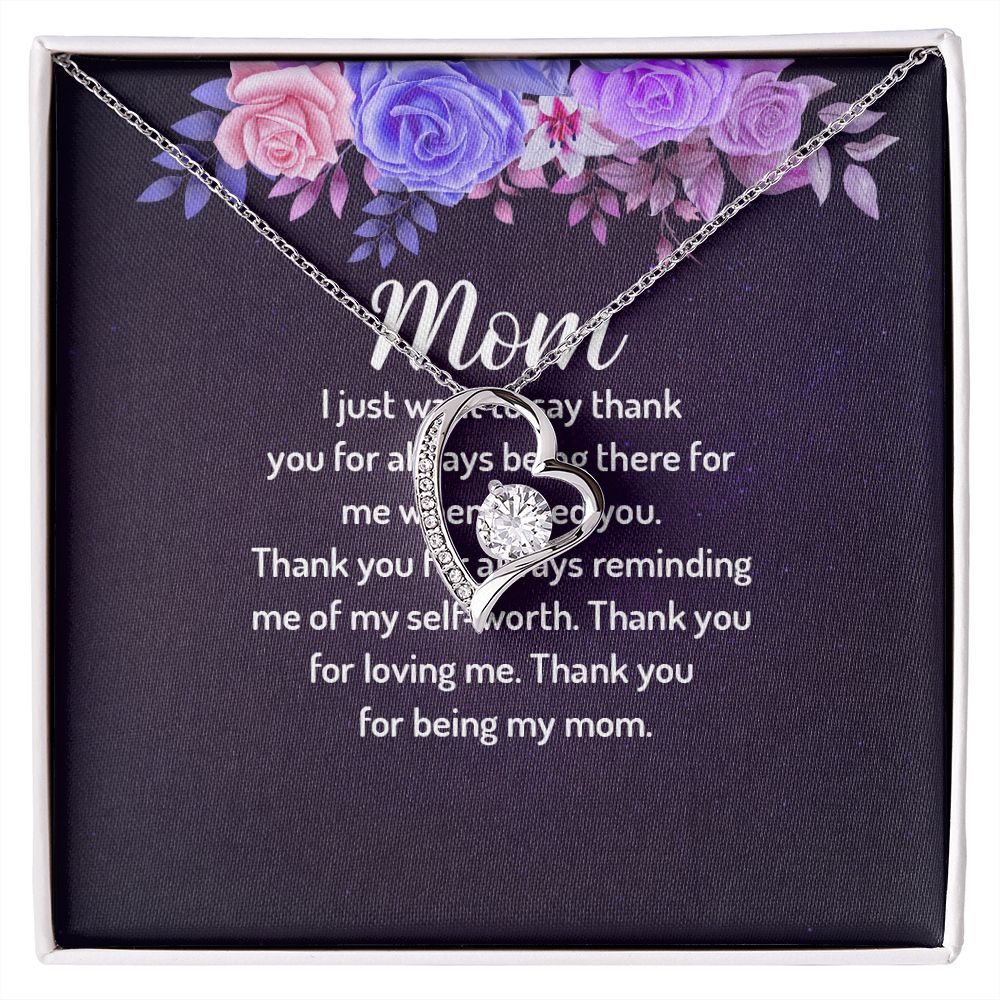 To My Mom I Just Want to Say Thank You Forever Necklace w Message Card-Express Your Love Gifts