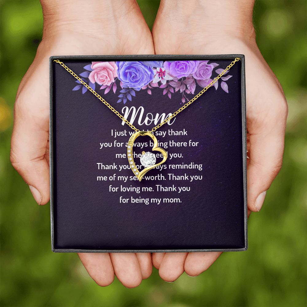 To My Mom I Just Want to Say Thank You Forever Necklace w Message Card-Express Your Love Gifts