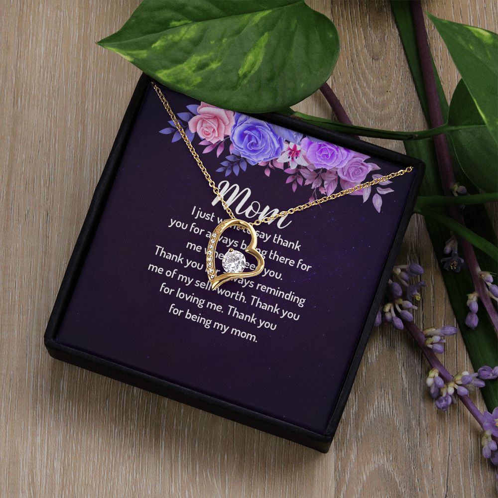 To My Mom I Just Want to Say Thank You Forever Necklace w Message Card-Express Your Love Gifts