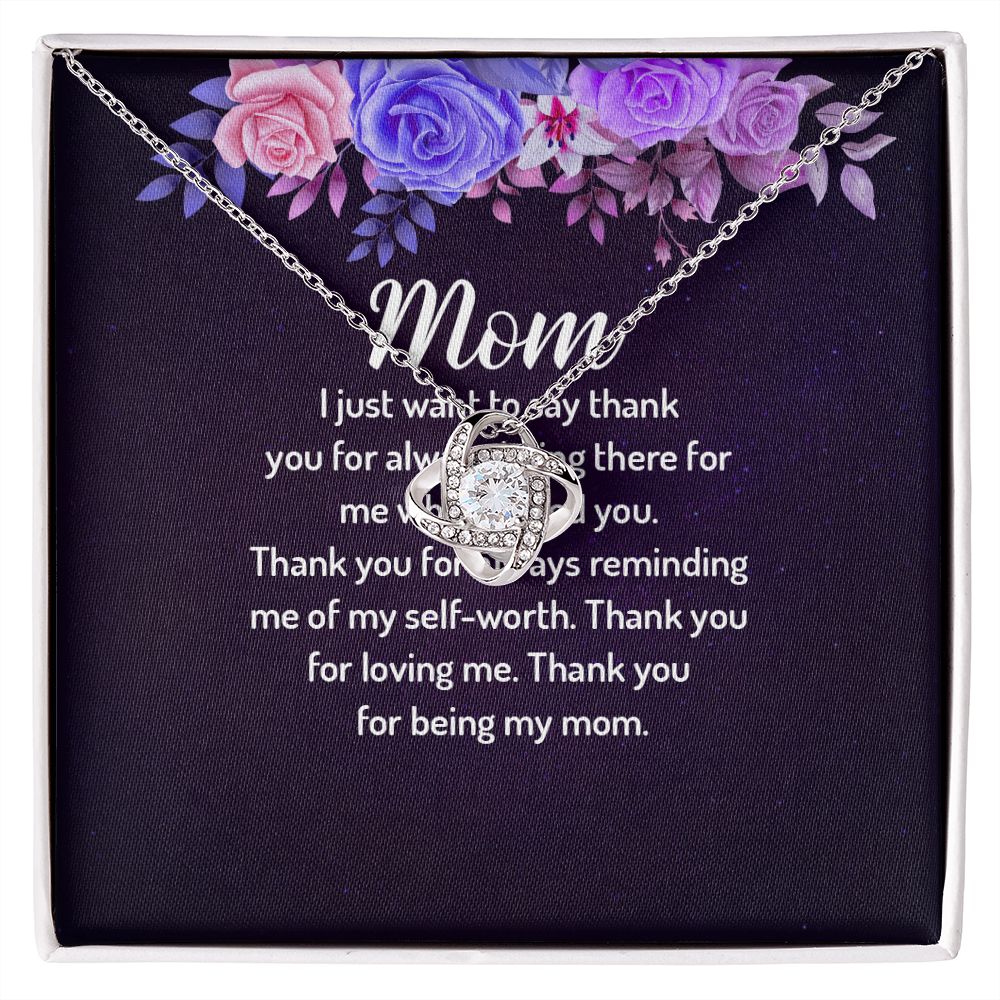 To My Mom I Just Want to Say Thank You Infinity Knot Necklace Message Card-Express Your Love Gifts