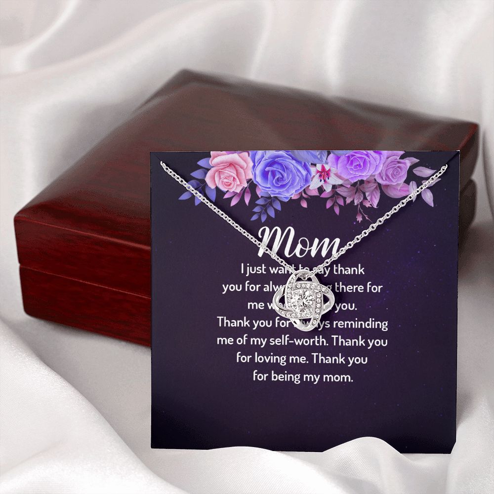 To My Mom I Just Want to Say Thank You Infinity Knot Necklace Message Card-Express Your Love Gifts