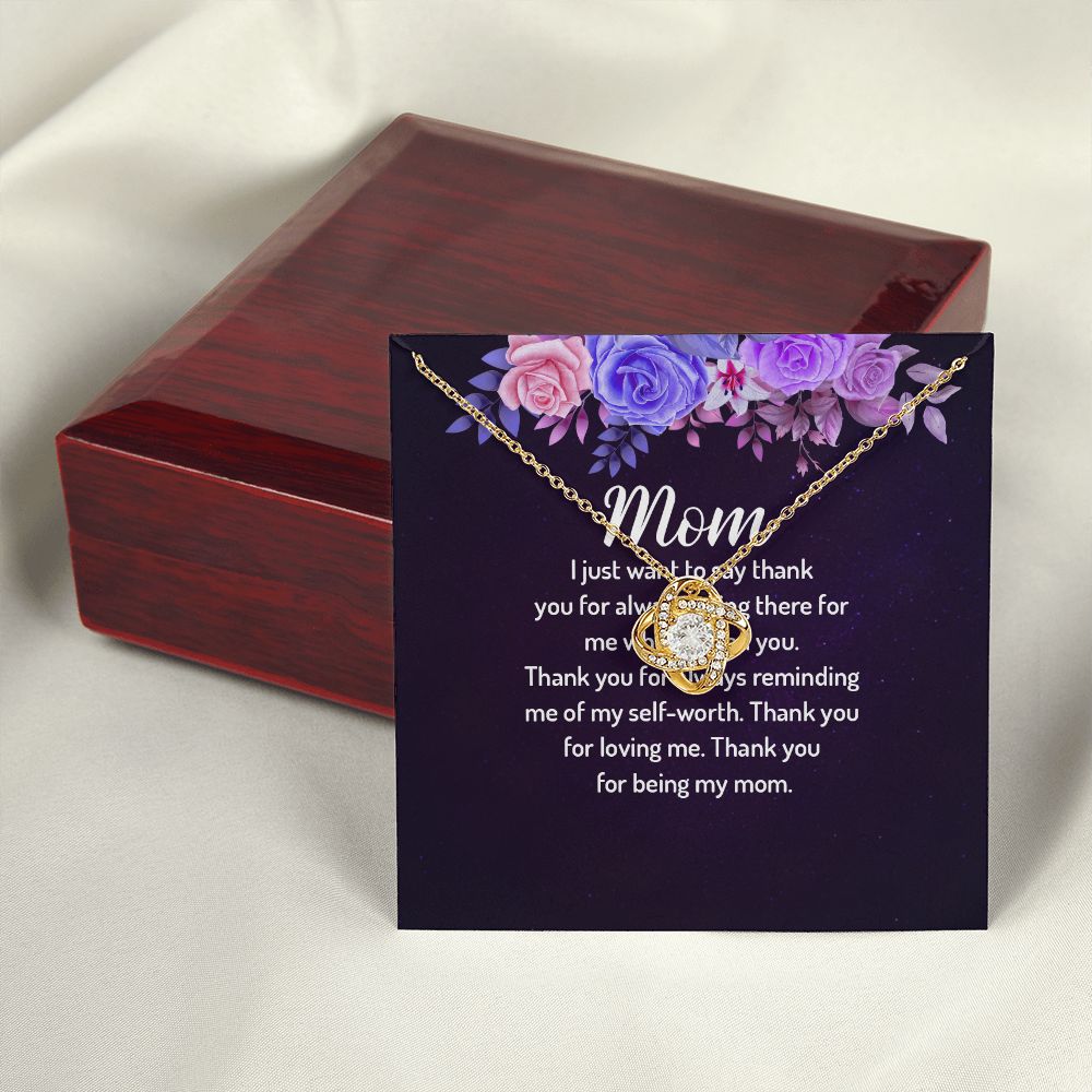 To My Mom I Just Want to Say Thank You Infinity Knot Necklace Message Card-Express Your Love Gifts