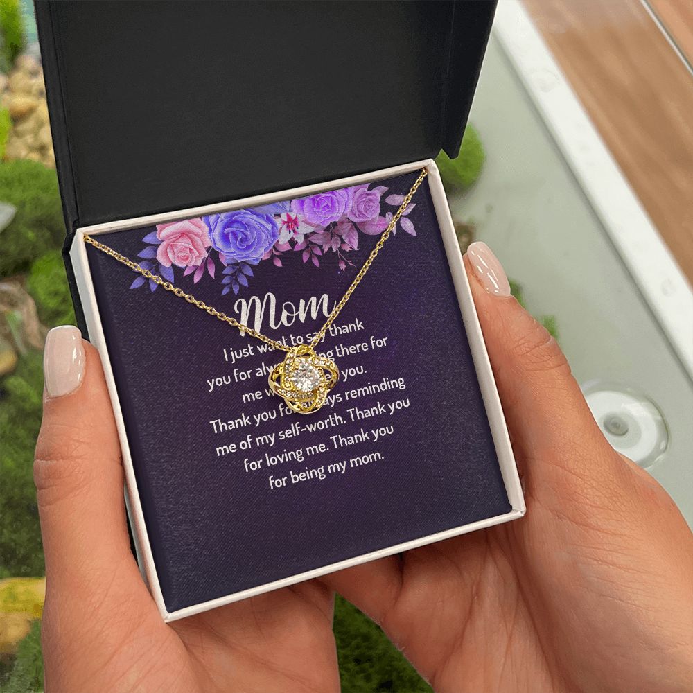 To My Mom I Just Want to Say Thank You Infinity Knot Necklace Message Card-Express Your Love Gifts