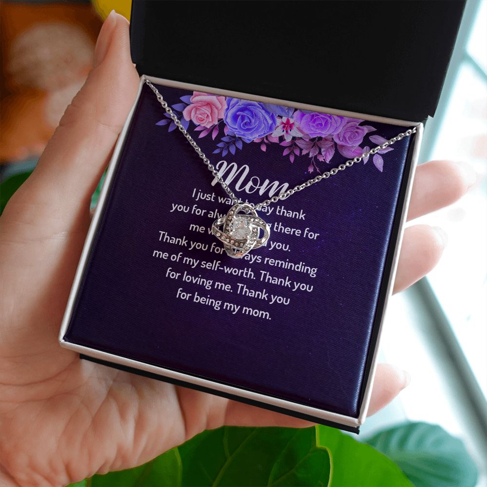 To My Mom I Just Want to Say Thank You Infinity Knot Necklace Message Card-Express Your Love Gifts