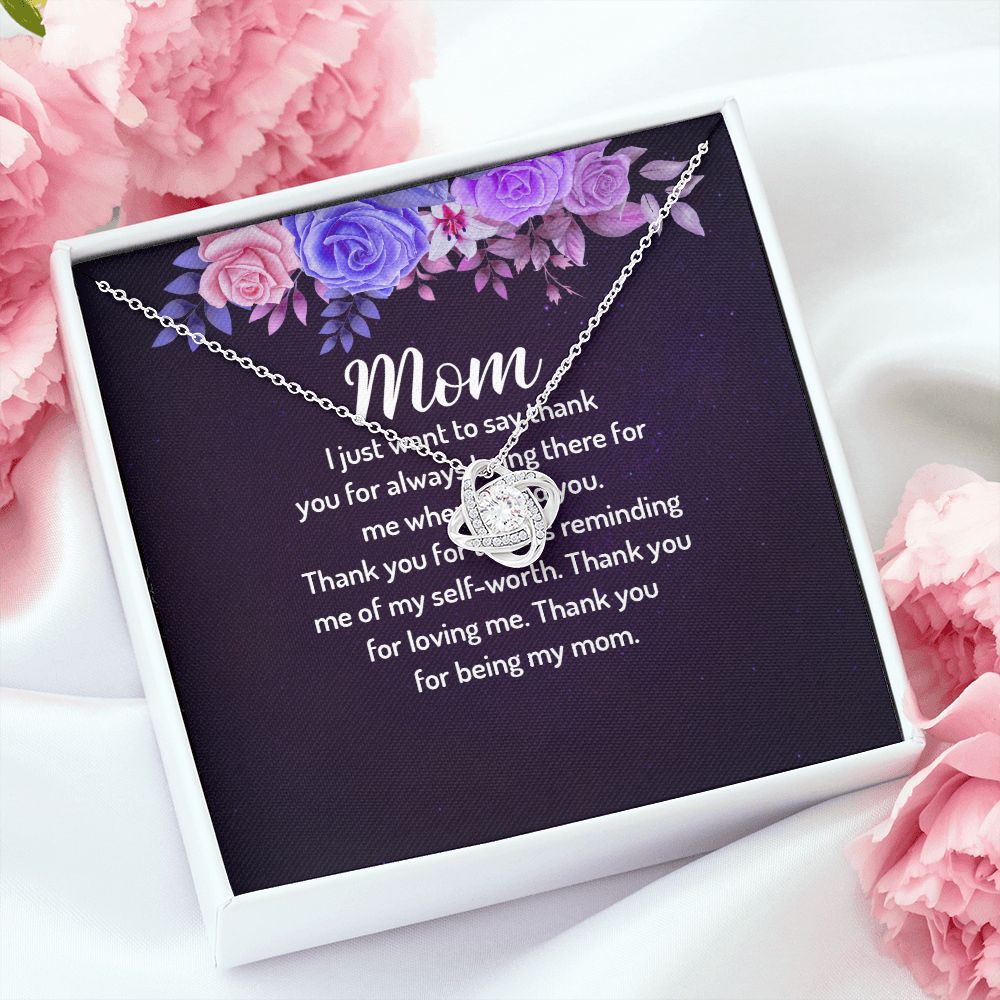 To My Mom I Just Want to Say Thank You Infinity Knot Necklace Message Card-Express Your Love Gifts