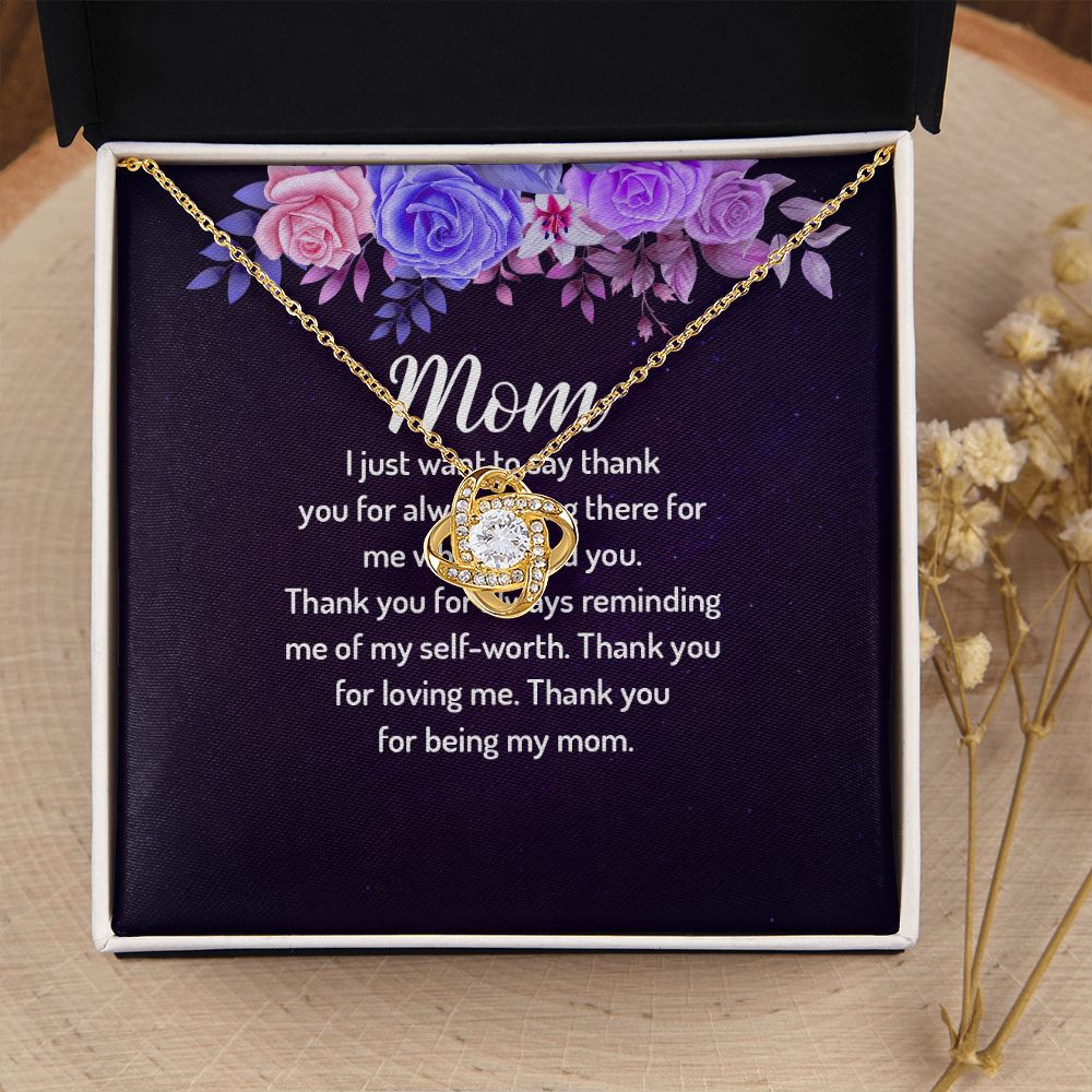 To My Mom I Just Want to Say Thank You Infinity Knot Necklace Message Card-Express Your Love Gifts