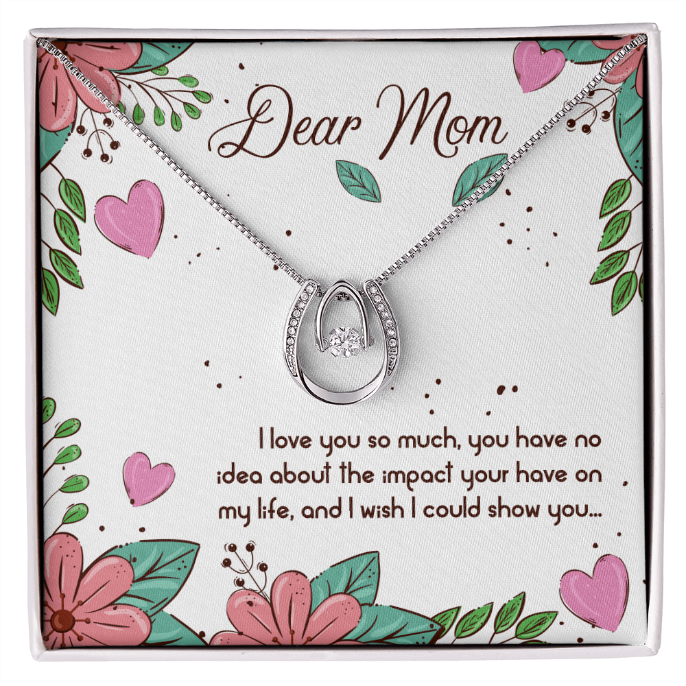 To My Mom I Love You So Much Lucky Horseshoe Necklace Message Card 14k w CZ Crystals-Express Your Love Gifts