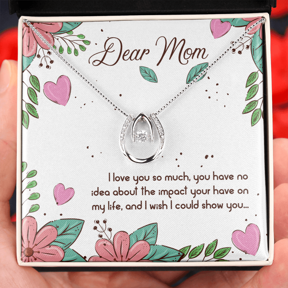 To My Mom I Love You So Much Lucky Horseshoe Necklace Message Card 14k w CZ Crystals-Express Your Love Gifts