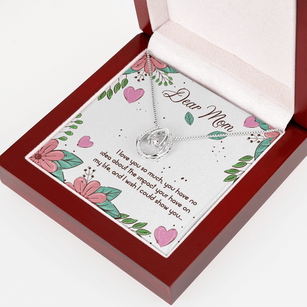 To My Mom I Love You So Much Lucky Horseshoe Necklace Message Card 14k w CZ Crystals-Express Your Love Gifts