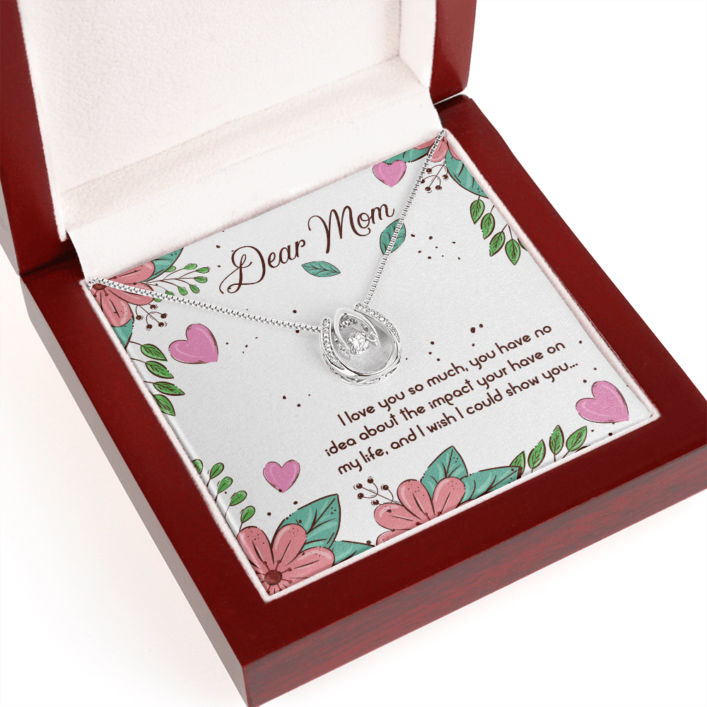 To My Mom I Love You So Much Lucky Horseshoe Necklace Message Card 14k w CZ Crystals-Express Your Love Gifts