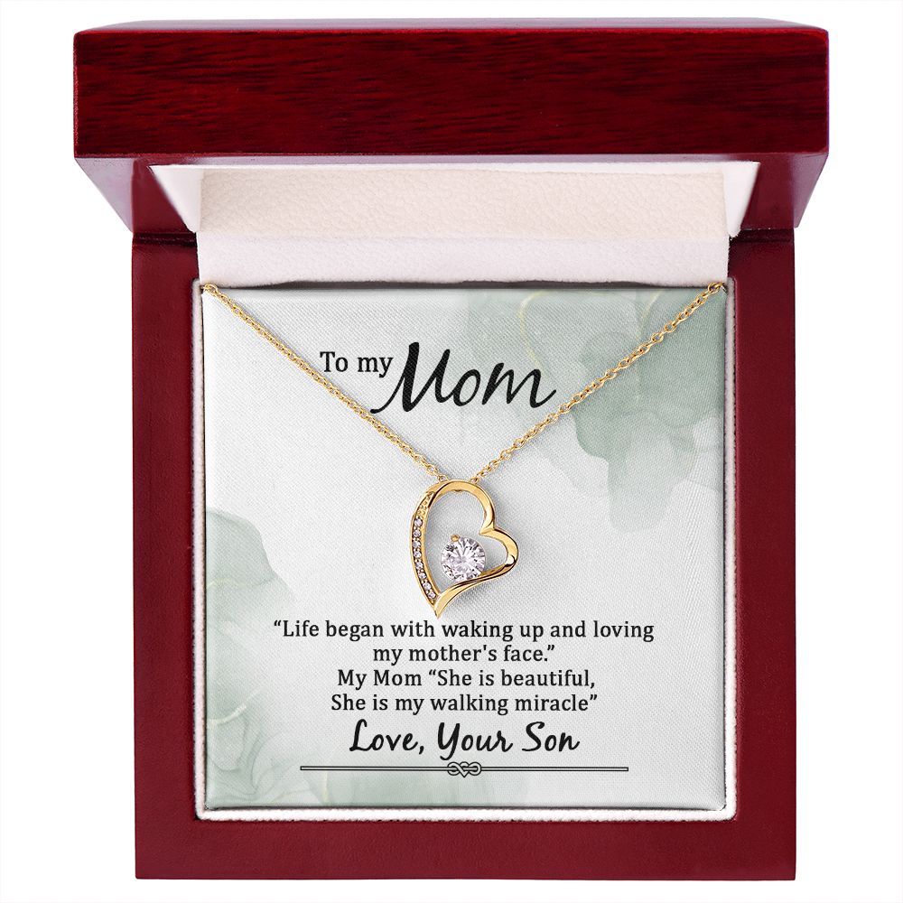 To My Mom Life Began With Walking Up Forever Necklace w Message Card-Express Your Love Gifts