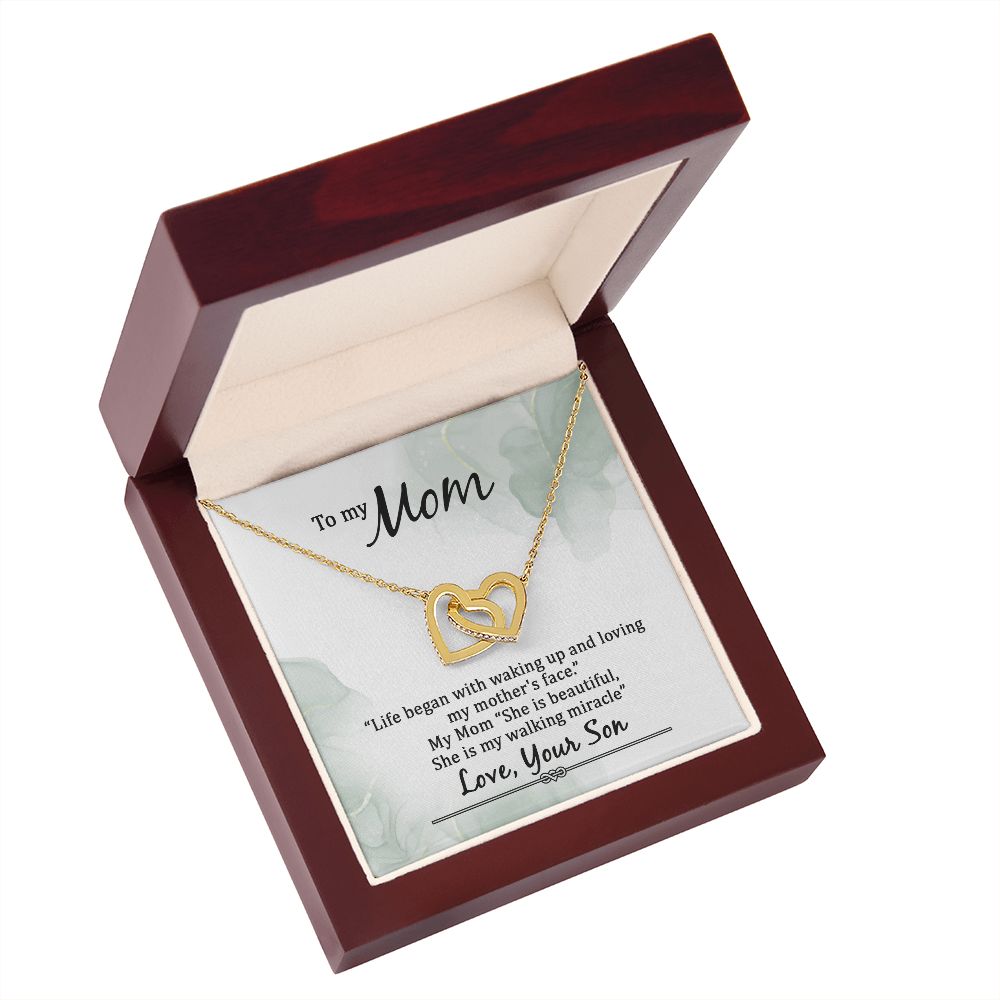 To My Mom Life Began With Walking Up Inseparable Necklace-Express Your Love Gifts