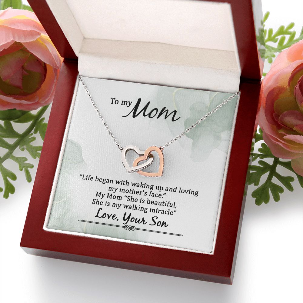To My Mom Life Began With Walking Up Inseparable Necklace-Express Your Love Gifts