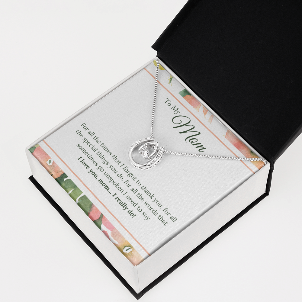 To My Mom Love You Really Do Lucky Horseshoe Necklace Message Card 14k w CZ Crystals-Express Your Love Gifts