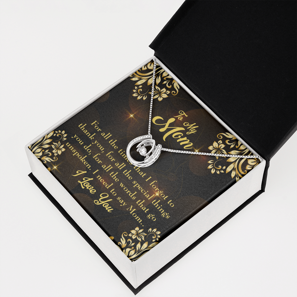 To My Mom My Anchor Lucky Horseshoe Necklace Message Card 14k w CZ Crystals-Express Your Love Gifts