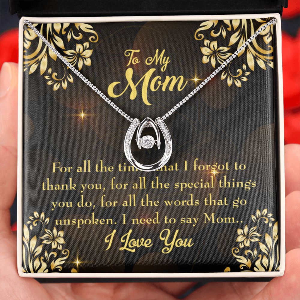 To My Mom My Anchor Lucky Horseshoe Necklace Message Card 14k w CZ Crystals-Express Your Love Gifts