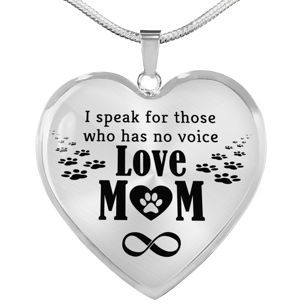 To My Mom No Voice Necklace Stainless Steel or 18k Gold Heart 18-22"-Express Your Love Gifts