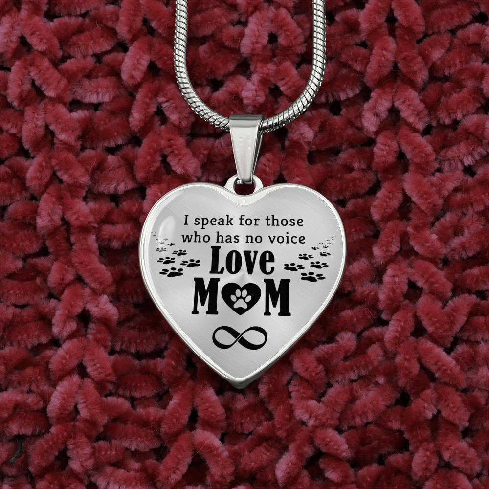 To My Mom No Voice Necklace Stainless Steel or 18k Gold Heart 18-22"-Express Your Love Gifts