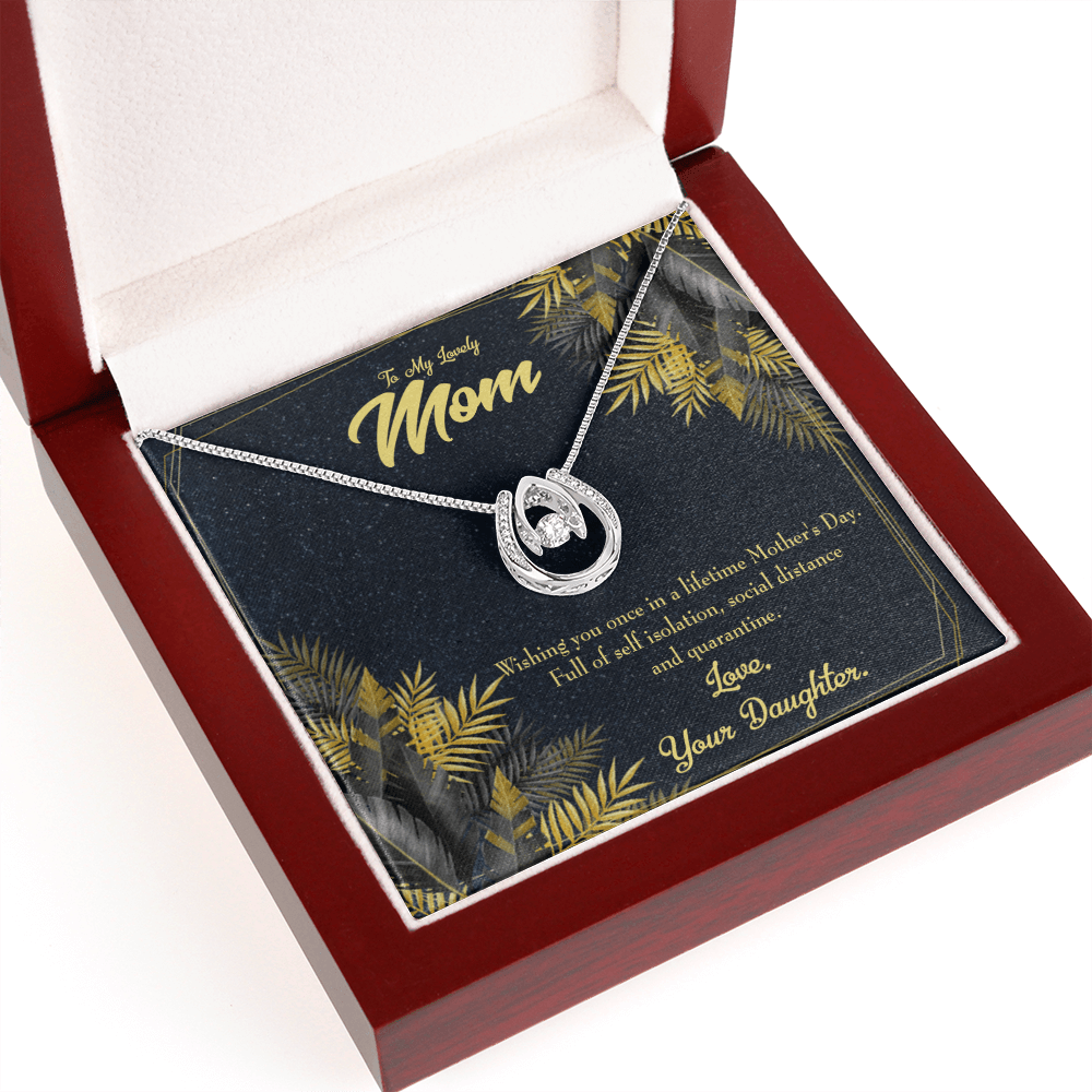 To My Mom Once in a Lifetime From Daughter Lucky Horseshoe Necklace Message Card 14k w CZ Crystals-Express Your Love Gifts