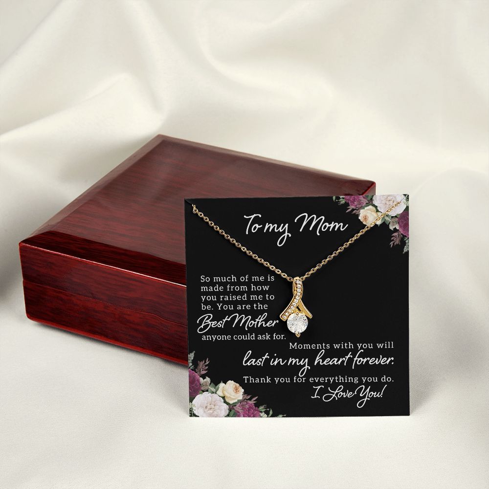 To My Mom So Much of Me Alluring Ribbon Necklace Message Card-Express Your Love Gifts