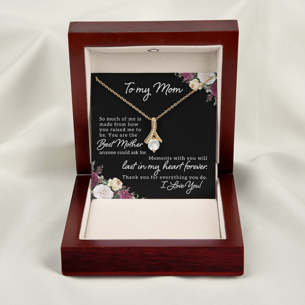 To My Mom So Much of Me Alluring Ribbon Necklace Message Card-Express Your Love Gifts