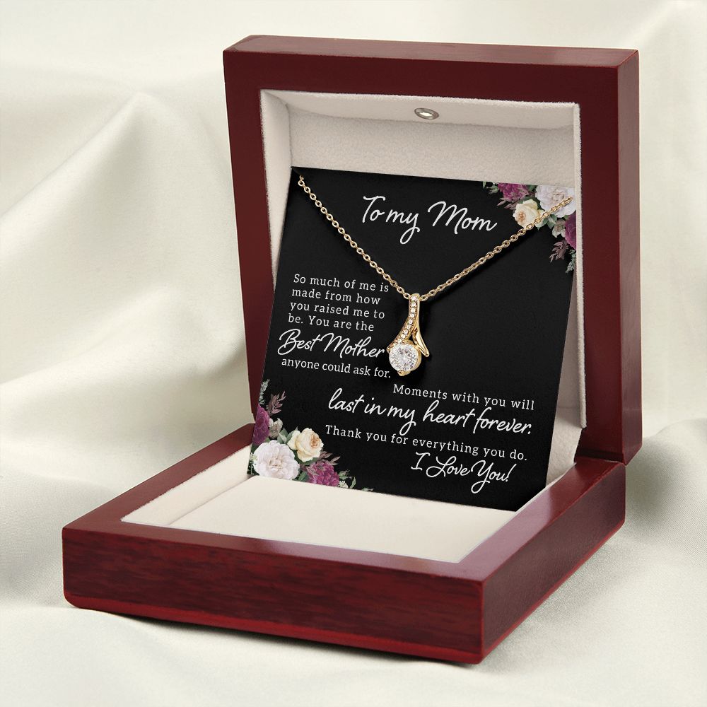 To My Mom So Much of Me Alluring Ribbon Necklace Message Card-Express Your Love Gifts