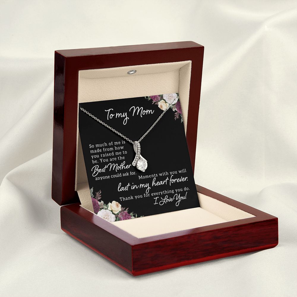 To My Mom So Much of Me Alluring Ribbon Necklace Message Card-Express Your Love Gifts