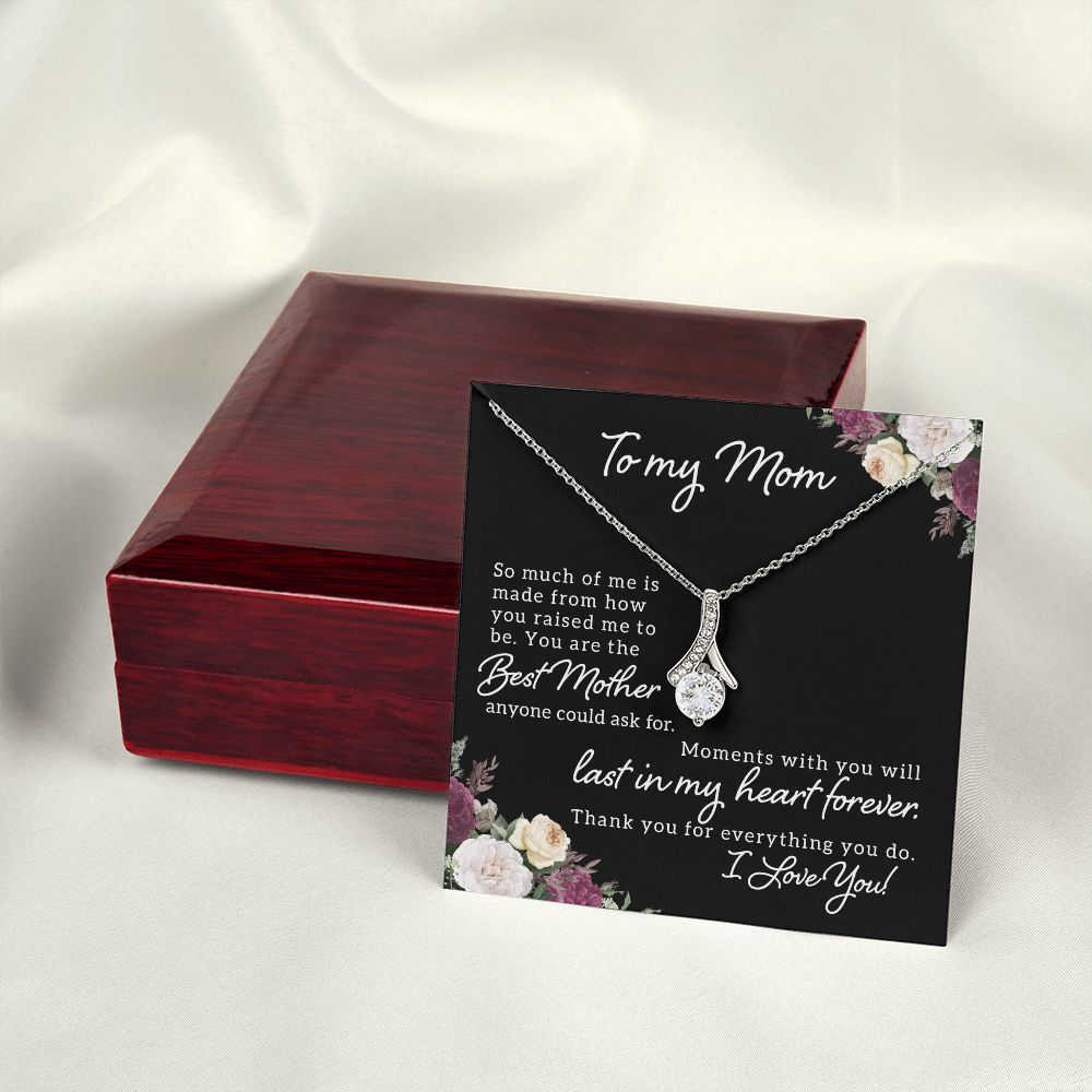 To My Mom So Much of Me Alluring Ribbon Necklace Message Card-Express Your Love Gifts