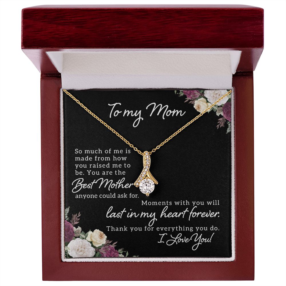 To My Mom So Much of Me Alluring Ribbon Necklace Message Card-Express Your Love Gifts