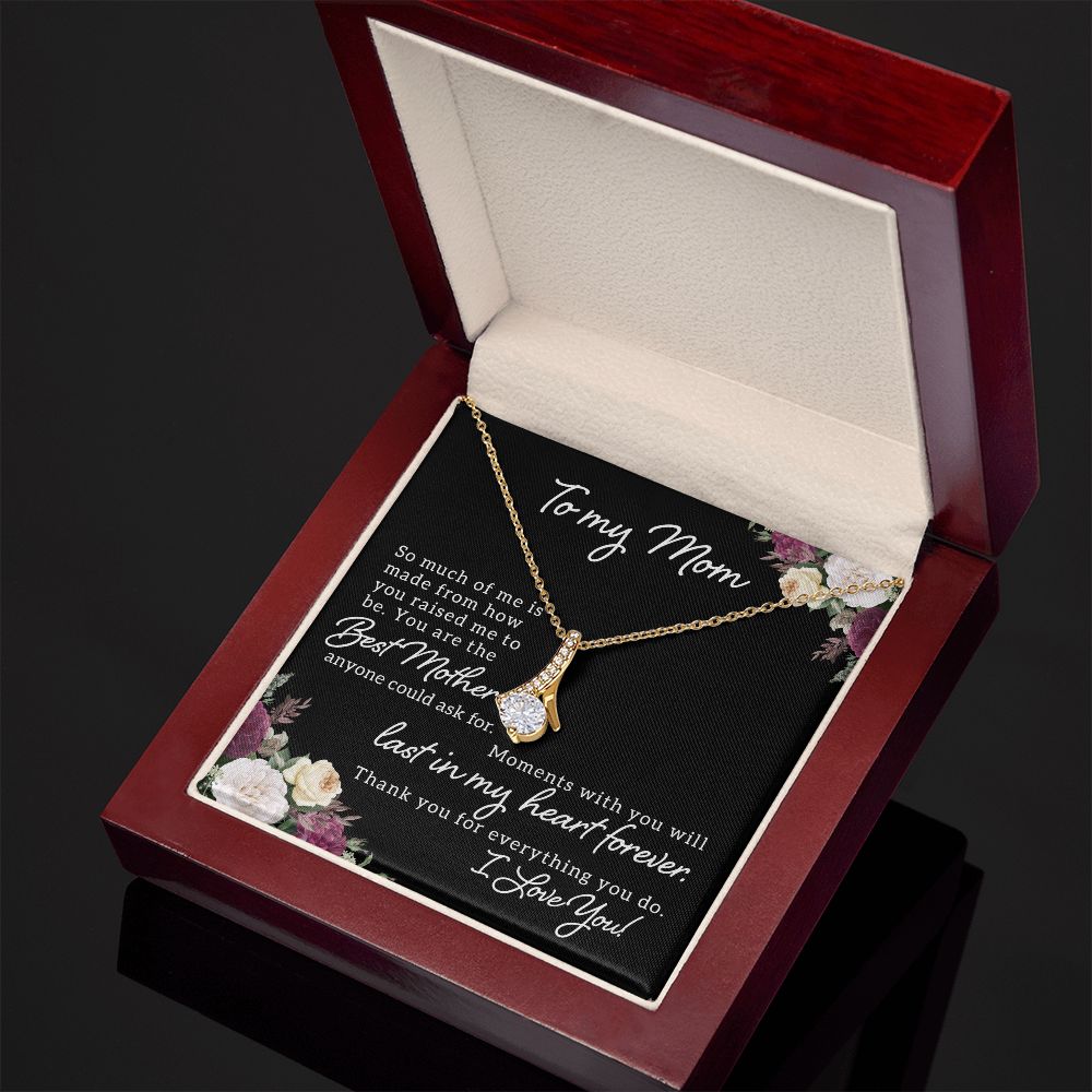 To My Mom So Much of Me Alluring Ribbon Necklace Message Card-Express Your Love Gifts