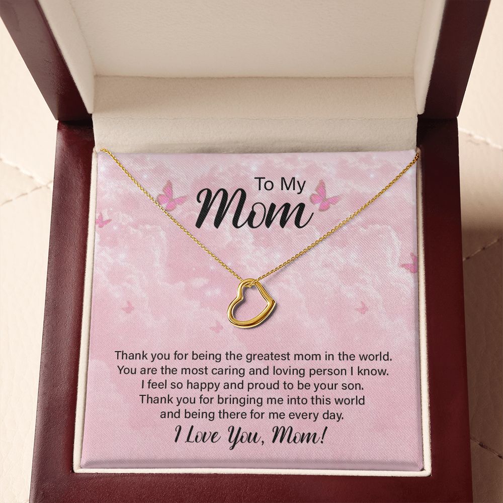 to My Mom Thank You for The Greatest Mom Delicate Heart Necklace