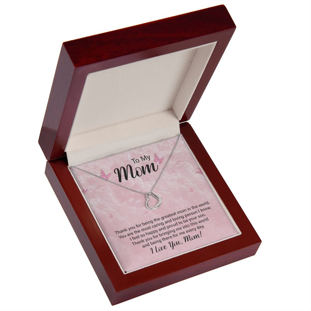 to My Mom Thank You for The Greatest Mom Delicate Heart Necklace