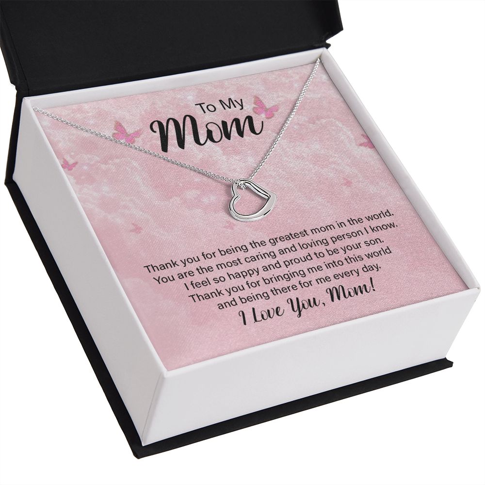 to My Mom Thank You for The Greatest Mom Delicate Heart Necklace