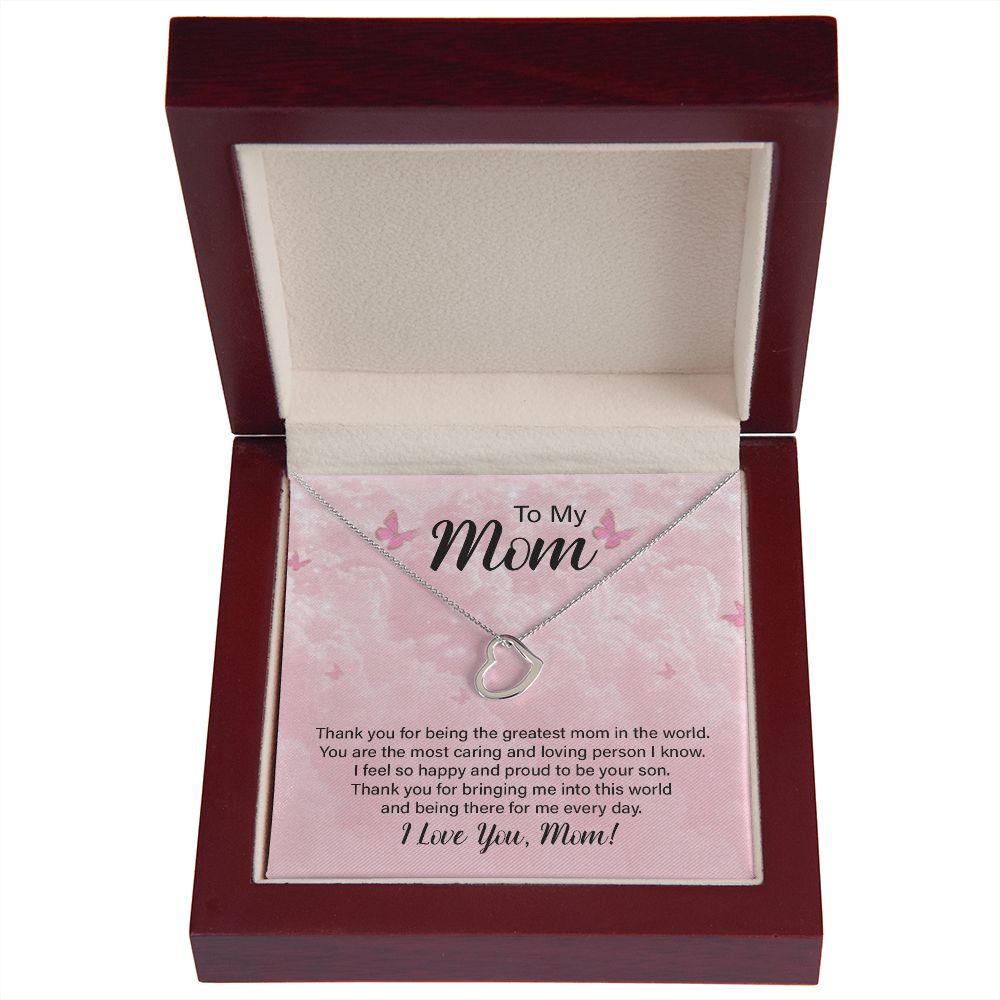 To My Mom Thank You For the Greatest Mom Delicate Heart Necklace-Express Your Love Gifts