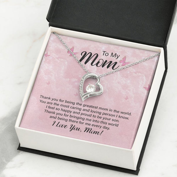 To My Mother Gift Forever Love Necklace Message Card Gift from Son to Mom  Gift - Always Be My Home - Marble Black