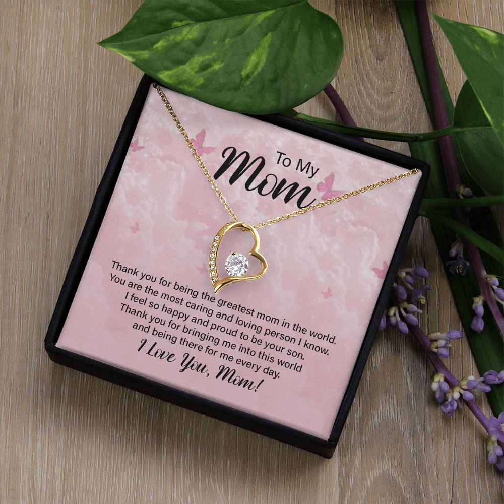 To My Mom Thank You For the Greatest Mom Forever Necklace w Message Card-Express Your Love Gifts