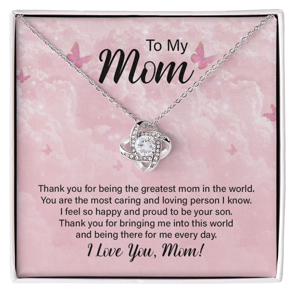 To My Mom Thank You For the Greatest Mom Infinity Knot Necklace Message Card-Express Your Love Gifts