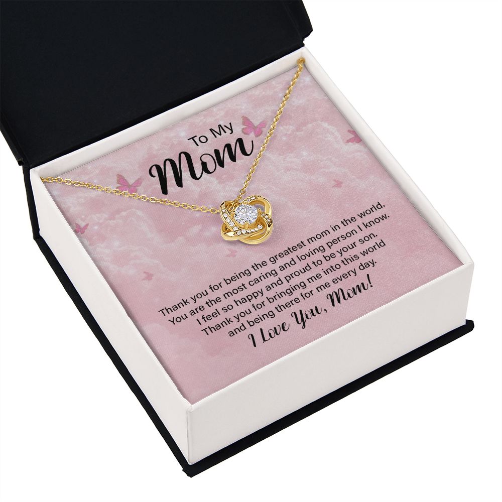 To My Mom Thank You For the Greatest Mom Infinity Knot Necklace Message Card-Express Your Love Gifts