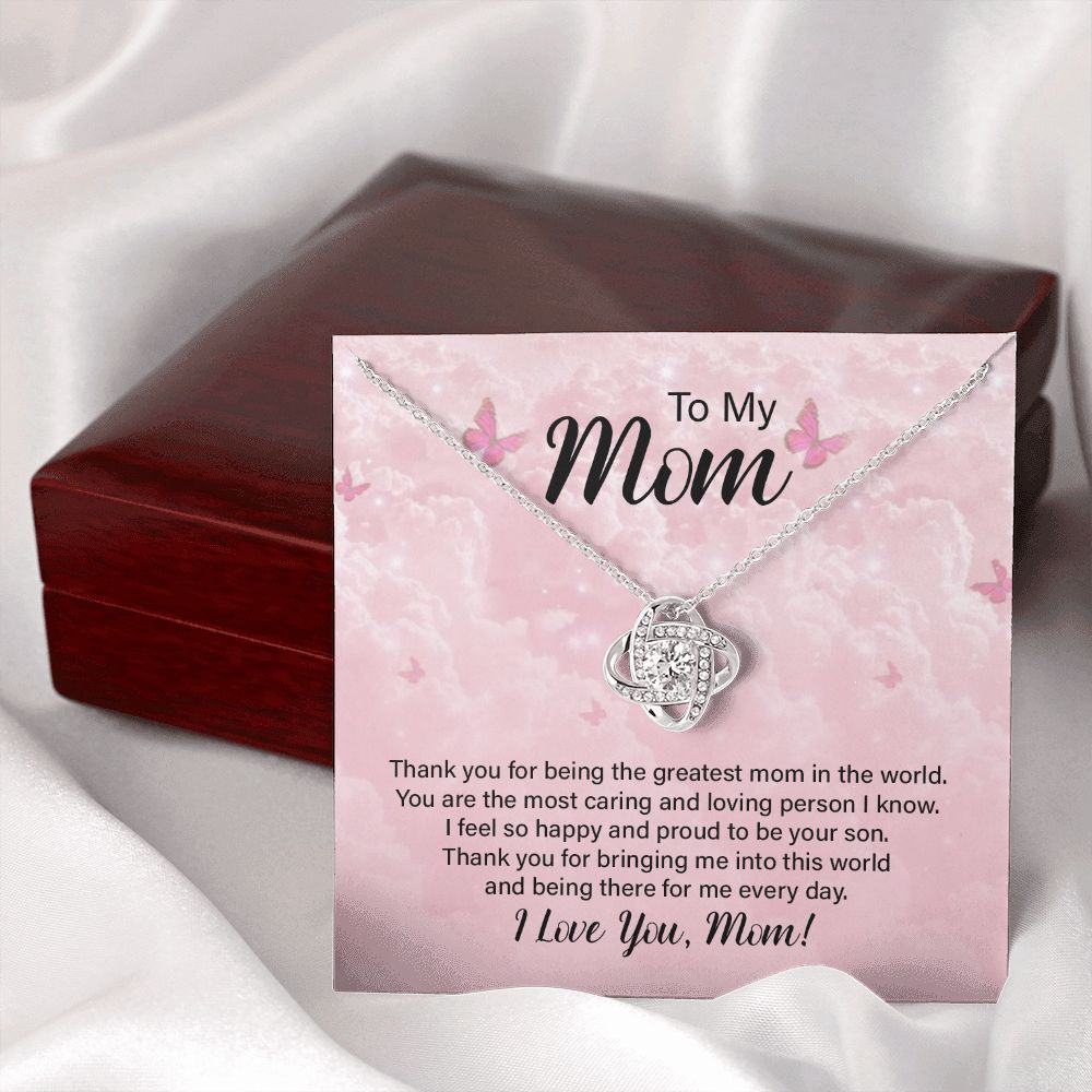 To My Mom Thank You For the Greatest Mom Infinity Knot Necklace Message Card-Express Your Love Gifts