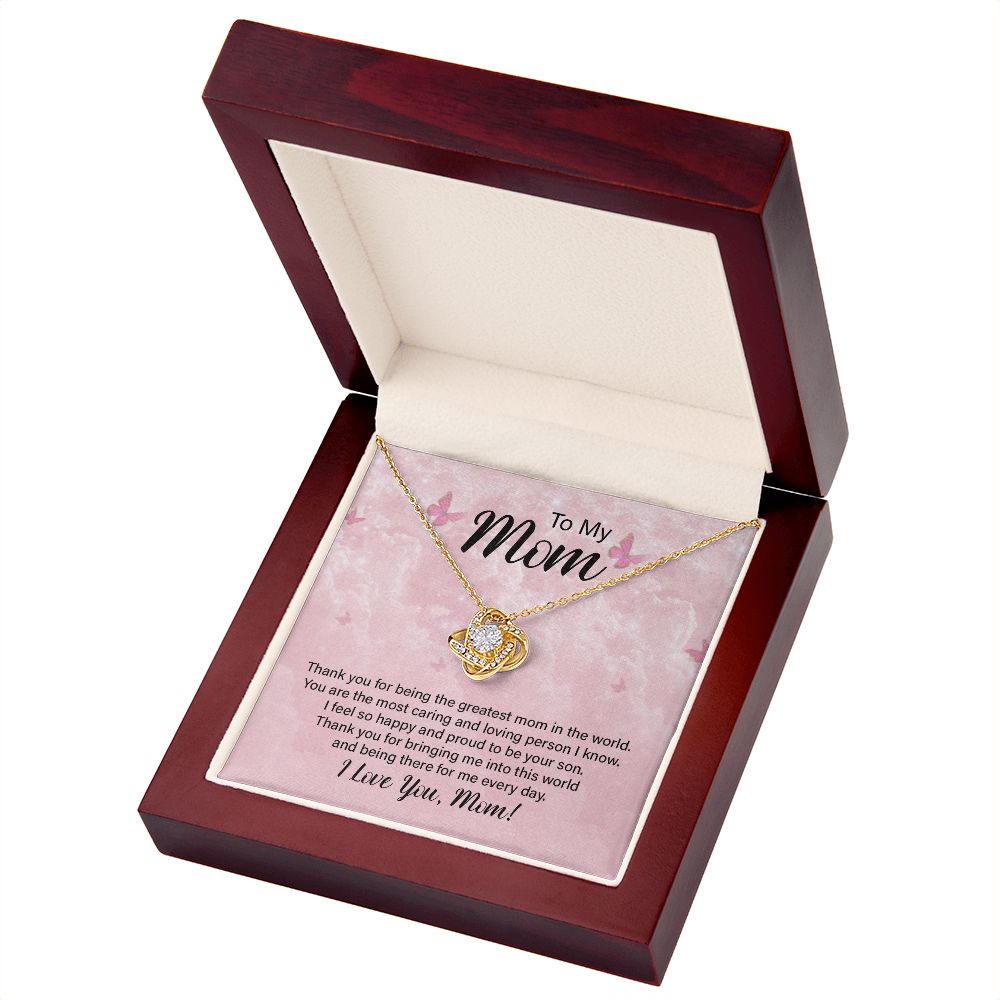 To My Mom Thank You For the Greatest Mom Infinity Knot Necklace Message Card-Express Your Love Gifts